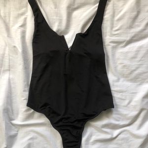 black v neck body suit